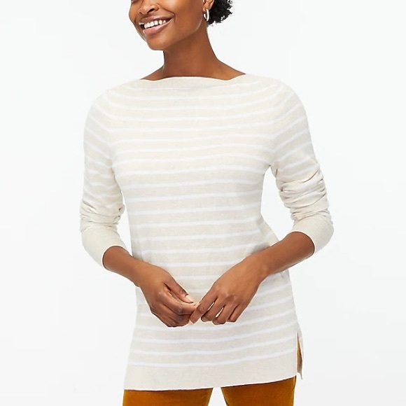 J Crew Striped Boatneck Tunic Sweater 